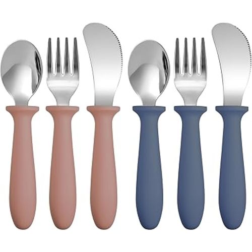 6-Piece Toddler Utensil Set, Stainless Steel, 2 Colors