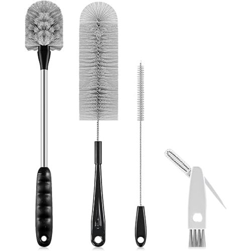 4 Pack Bottle Brush Cleaning Set, Including Long Handle Water Bottle Brush and 3 in 1 Cup Lid Cleaning Brush, Straw Cleaner Brush Washing for Baby Bottles, Tumblers, Glasses