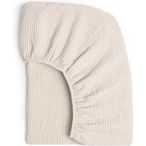 Lulumoon Muslin Mini Crib Sheets - Pack n Play Sheets Fitted for Baby - 24"x 38" Cream