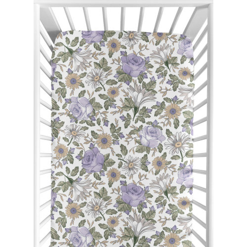 Sweet Jojo Designs Vintage Floral Purple and Green Fitted Crib Sheet by Sweet Jojo Designs | Wayfair