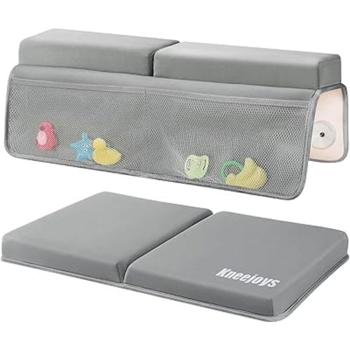 Bath Kneeler and Elbow Rest Pad Bath Kneeler Baby Bath Mat Kneeling Pad Bath Toy Organizer for Tub Kneeling Pad for Bathing Baby Memory Foam