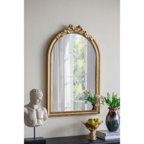 23.6 x 37.3 Inch Baroque Style Gold Arched Wall Mirror