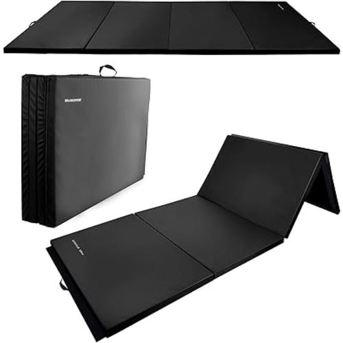Folding Exercise Gymnastics Aerobics Mat, 4'x8'x2" Gym Workout Mat with Handles High-Density Anti-Tear Portable Fitness Mats for Home Gym Yoga Pilates Tumbling MMA Core Training, Multiple Colors