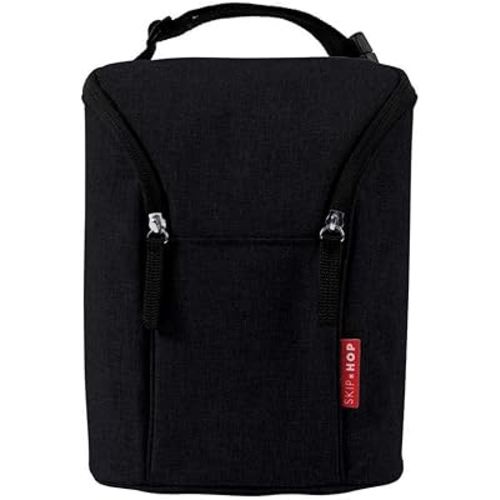 Skip Hop Insulated Breastmilk Cooler And Double Baby Bottle Bag, Black