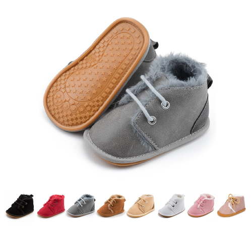 HsdsBebe Baby Girls Boys Cozy Fleece Boots Infant Winter Warm Shoes Unisex High-Top Ankle Booties for Newborn 3-18 Months