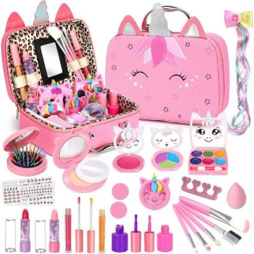 MOVSSOU 26 Pieces Washable Makeup Girls Toys Play Make Up Set for Children Princess Dress Up Christmas Birthday Gifts Toys for 3-12 Year Old Girls