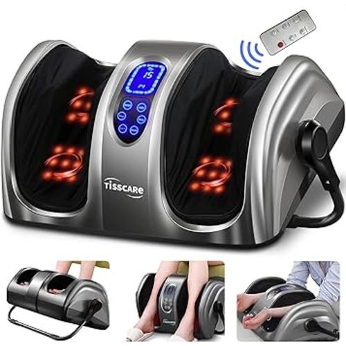 TISSCARE Shiatsu Foot Massager with Heat: FSA HSA Eligible Foot Massager for Neuropathy, Plantar Fasciitis and Pain Relief-Massage Feet/Leg/Calf/Ankle at Home/Office, Gifts for Women and Men(Gray)