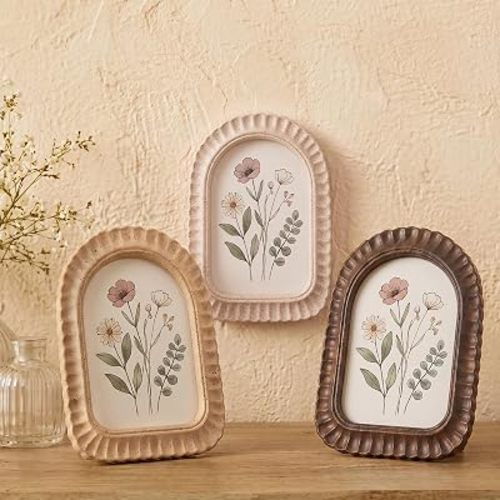 AceOrbit 3 Pcs 4x6 Inch Petal Arched Picture Frame Cute Scalloped