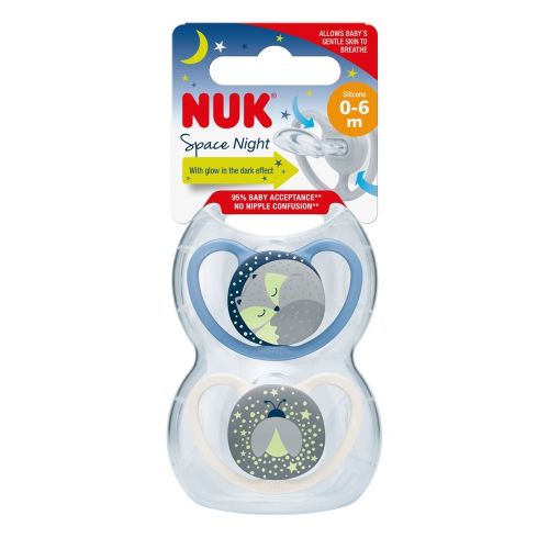 Nuk Space Night Soother 0-6Months 2Pack Assorted