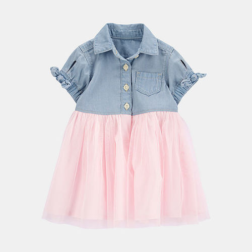 Oshkosh Baby Girls Short Sleeve Fitted A-Line Dress, Color: Pink - JCPenney