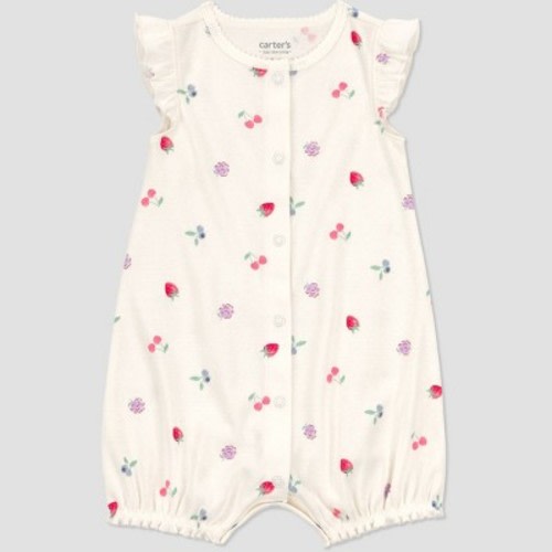 Carter's Just One You® Baby Girls' Floral Romper - Cream/Pink/Purple 12M