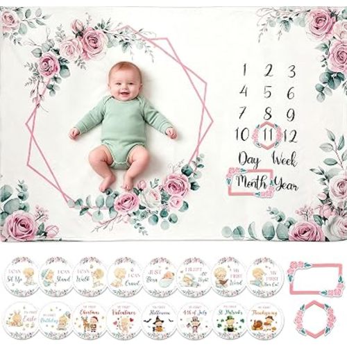 Baby Monthly Milestone Blanket Baby Growth Chart Photo Prop Gift