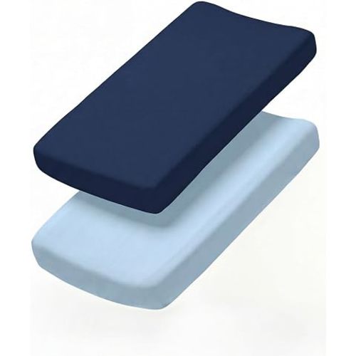 Changing Pad Cover - Pack of 2 Diaper Change Table Sheets - Navy Baby Blue
