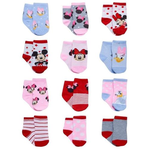 Disney Baby Girl 12 Pack Socks, Newborn Essentials for Girls (0-6M)- Minnie & Daisy