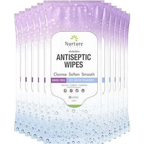 Nurture XL Antibacterial Body & Hand Wipes | Alcohol-Free Antiseptic Wet Sanitizer Towelettes for Germ Removal, Disinfecting Skin, Sanitizing Hands |Cleaning Cloths | Adults & Baby | Thick & Strong