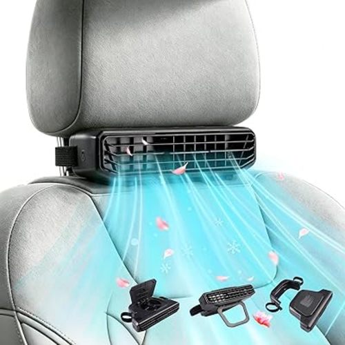 Car Seat Fan with Fragrance Cooling, 2026 New 5 Speed Quiet Backseat Fan for Baby Rear Facing, Portable Desk Fan Headrest Fan for Driver, Passengers, Kids and Dogs (2)