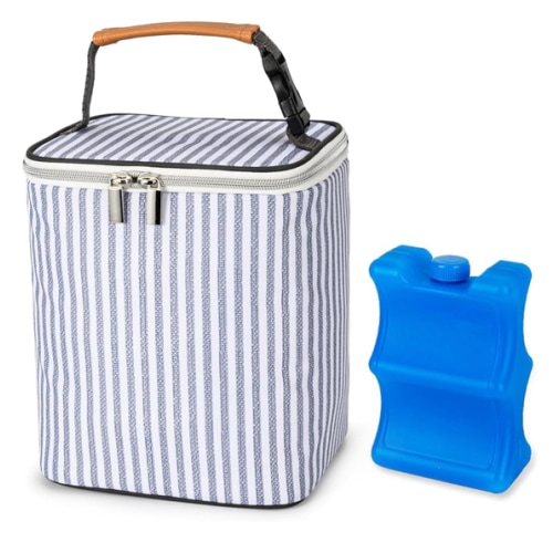 Breast Milk Cooler Bag with Ice Pack Fits 4 Baby Bottles Up to 9 Ounce, Baby Bottle Tote Bag Great for Nursing Mom Daycare