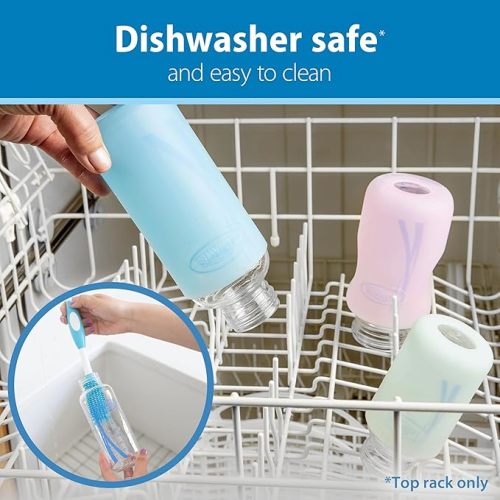 Dr. Brown's Natural Flow Anti-Colic Options+ Narrow Glass Baby Bottle 8 oz/250 mL, with Level 1 Slow Flow Nipple, 2 Pack, 0m+