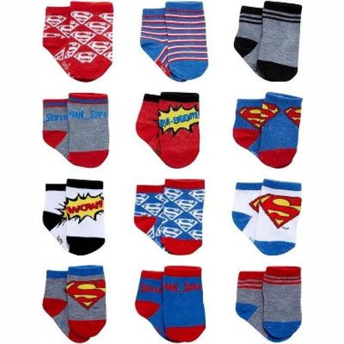 DC Comics Baby Boys’ and Girls’ Socks, Infant socks Ages 6-12 months (Superman)