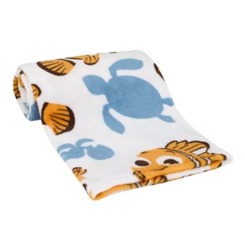 NoJo Disney Finding Nemo Orange, Aqua and White Crush and Squirt Turtle Super Soft Baby Blanket