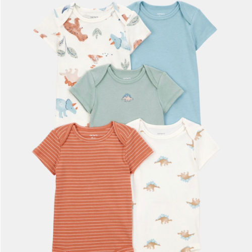 Baby Boy 5-Pack Dinosaur Short-Sleeve Cotton Bodysuits | Carter's