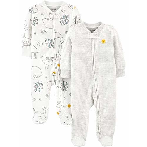 Simple Joys by Carter's Baby 2-Pack 2-Way Zip Thermal Footed Sleep and Play
