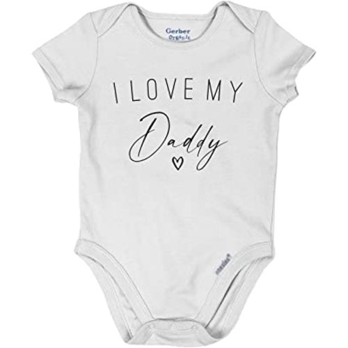 Brain Juice Tees Daddy Baby Romper- Cute I Love My Daddy Outfit - Organic Cotton Baby Clothing