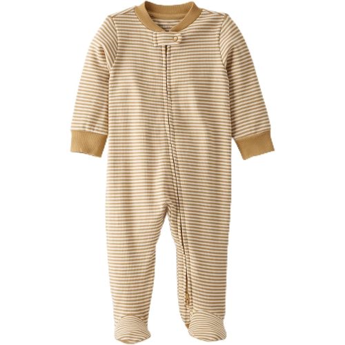 little planet baby in ochre stripe 6M