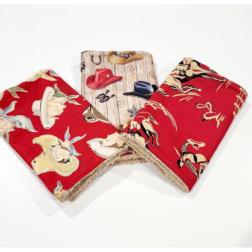 Cowboy Burp Cloths / Western Theme Burp Cloth Set of 3 / Baby Shower Gift / Cowboy Burp Pad / Western Burp Pads