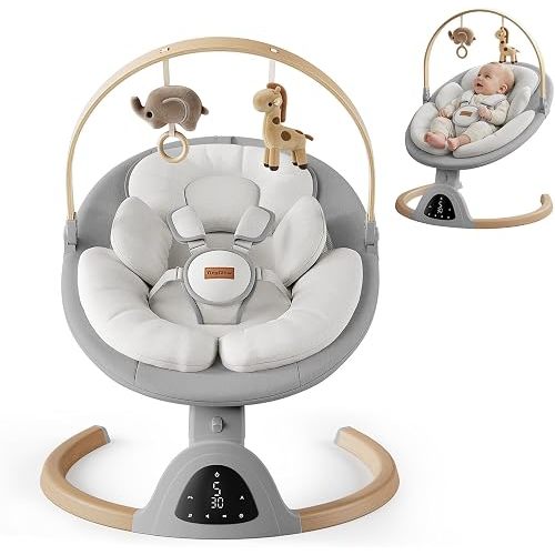 TinyGlow Baby Swings for Infants, Electric Baby Swing with Remote Control