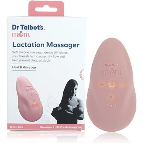 Dr Talbot's Mom Lactation Massager - Adjustable Heat and Vibration Modes - Includes Storage Bag and USB Cord - Breastfeeding Essentials