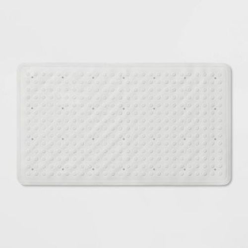 28"x16" Rubber Bath Mat White - Threshold™: Honeycomb Pattern, Non-Slip, Safe for Tub and Shower Use