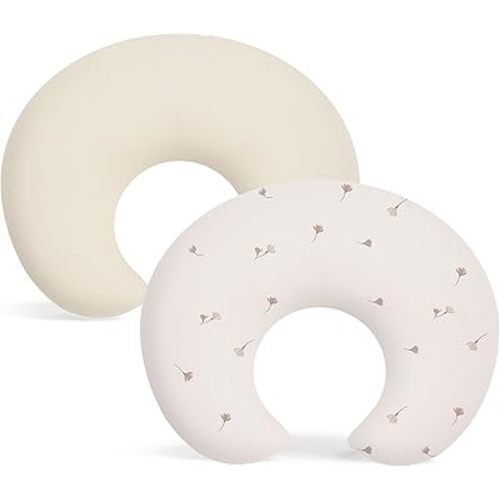Susurration 2 Pack Nursing Pillow Cover,Ultra Soft and Stretchy Compatible with Boppy Breastfeeding Pillow,Comfortable and Skin-Friendly Slipcovers for Newborn Boys & Girls(Broom Flower)