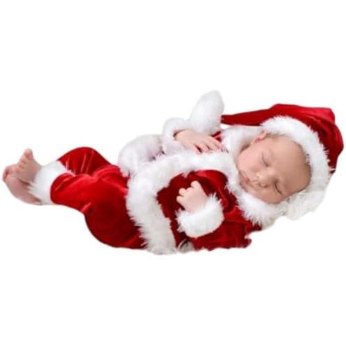 Christmas Newborn Baby Photo Shoot Props Outfits Crochet Clothes Santa Claus Red Hat Pants Photography Props