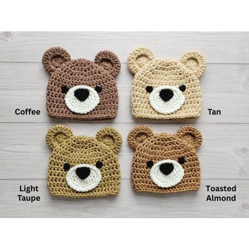 Crochet Baby Bear Hat, Crochet Baby Hat, Baby Bear Beanie, Crochet Bear Hat, Newborn Photo Prop, Newborn Bear Hat, Toddler Bear Hat