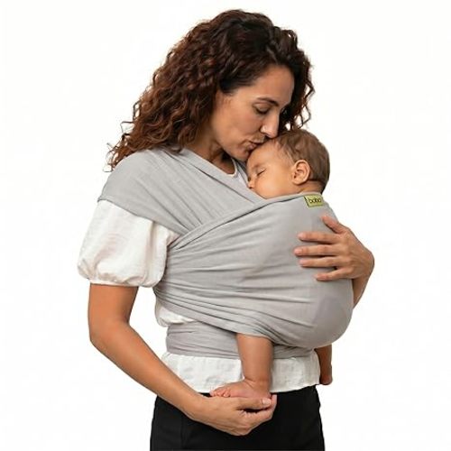 Boba Baby Wrap Carrier – Original Baby Sling Carrier for Newborns (7–35 lbs), Soft, Secure, Hands-Free & Ergonomic, Ideal for Comfortable Bonding, New Parents (Serenity Light Grey)