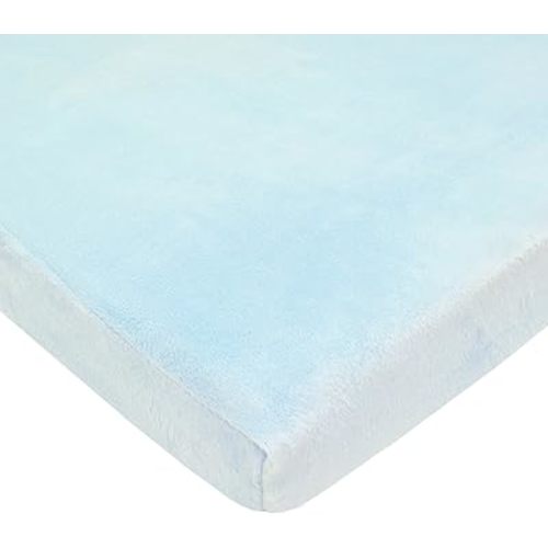 American Baby Company Heavenly Soft Chenille Fitted Mini Crib Sheet 24" x 38", Warm and Cozy Chenille Portable Sheet, Blue, for Boys and Girls, Fits Most Pack N Play Mattresses