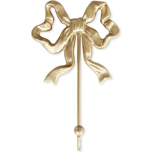 Single Bow Hook,Wall Mounted Functional Hook,Antique Gold Cast Iron Hooks for Coats,Hats,Bags, Bath Towels,Room Decorations,Hallway,Bathroom,Kitchen,Office (Small Single Bow Hooks:4.1x6.5 inches)