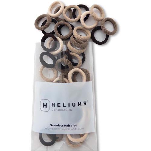 Heliums Extra Small Hair Ties No Damage - Neutrals Mix - Mini 0.7 Inch Tiny Soft Seamless Hair Bands for Toddlers, Braids, Kids Ponytails- 40 Count