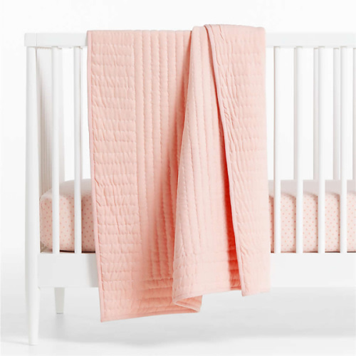Comfy Tee Keepsake Stitched Pink 100% Organic Cotton Jersey Crib Quilt