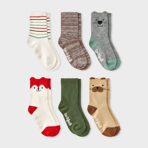 Toddler 6pk Critter Crew Socks - Cat & Jack™