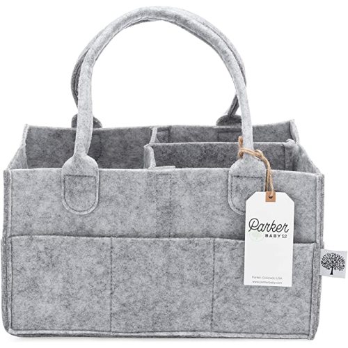 Parker Baby Diaper Caddy - Nursery Storage Bin and Car Organizer for Diapers and Baby Wipes - Grey - Regular - Gray