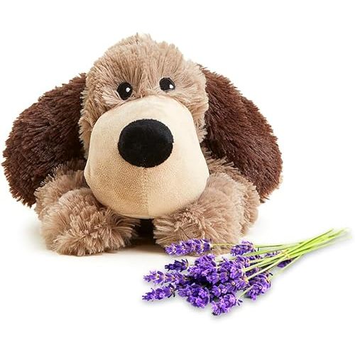 Warmies Microwavable & Weighted Stuffed Animals, Brown Dog - Heated Stuffed Animal Plushie for Warmth & Comfort - Cute Soft Plush Toys for Adults & Children (Boys, Girls, Babies & Toddlers)