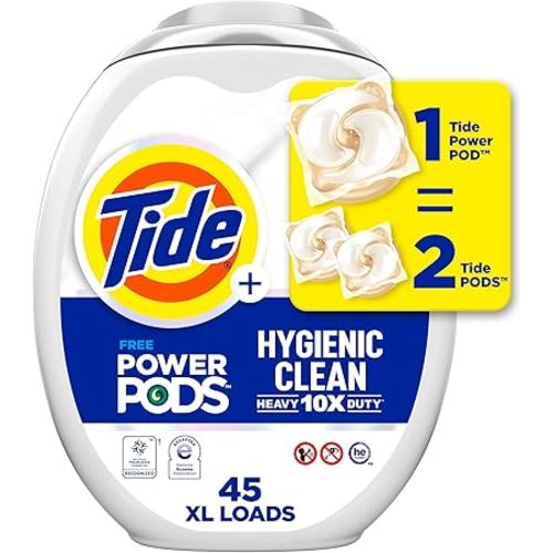Tide Hygienic Clean Heavy Duty 10x Free Power PODS Laundry Detergent 45 count Unscented For Visible and Invisible Dirt
