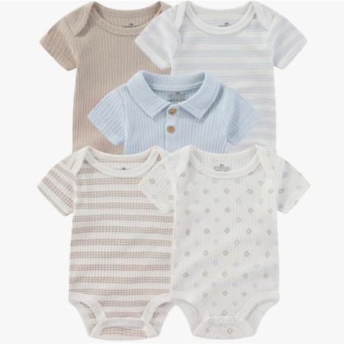 Baby Bodysuits Ribbed Mix Summer Newborn Boy Girl Clothes 5-pack