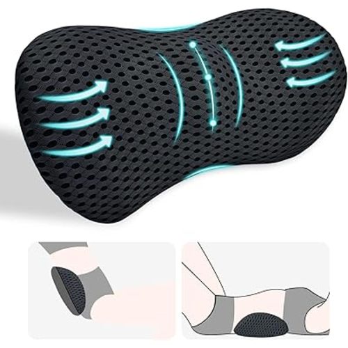 Lumbar Support Pillow, Back Pillow for Low Back Pain Relief, Ergonomic Streamline Car Seat, Office Chair, Recliner and Bed (Black)