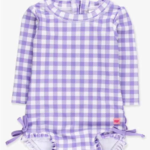 Gingham Long Sleeve One Piece Rash Guard