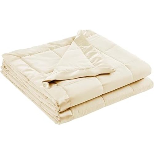 Madison Park Windom Down Alternative Blanket, Premium 3M Scotchgard Moisture Wicking Treatment, Lightweight and Soft Bed Cover For All Season, Satin Trim, Cream Twin
