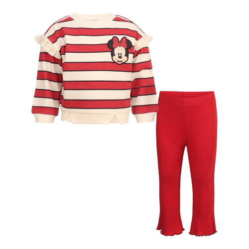 Disney Clothes Baby Girls 2-Piece Outfit Set– Long Sleeve Ruffle Top and Pants Set Minnie Mouse, Stitch & Toy Story (12M–24M)