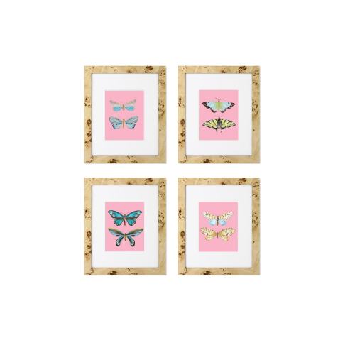 Set of Four Butterfly Pair Prints | Watercolor Butterflies | Preppy Wall Decor | Preppy Dorm Decor | Girly Wall Art | Maximalist wall art